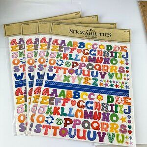 Stickabilities Colorful Alphabet & Stars Stickers - 8 Sheets Total